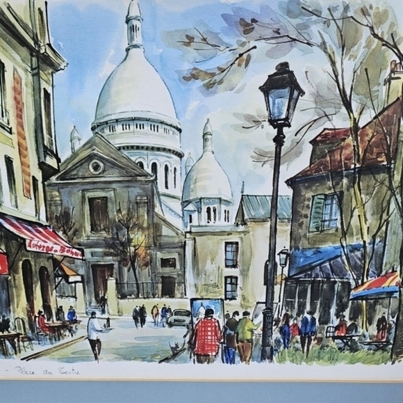Vintage print of Place du Centre, signed Raphael. - Picture 7 of 14